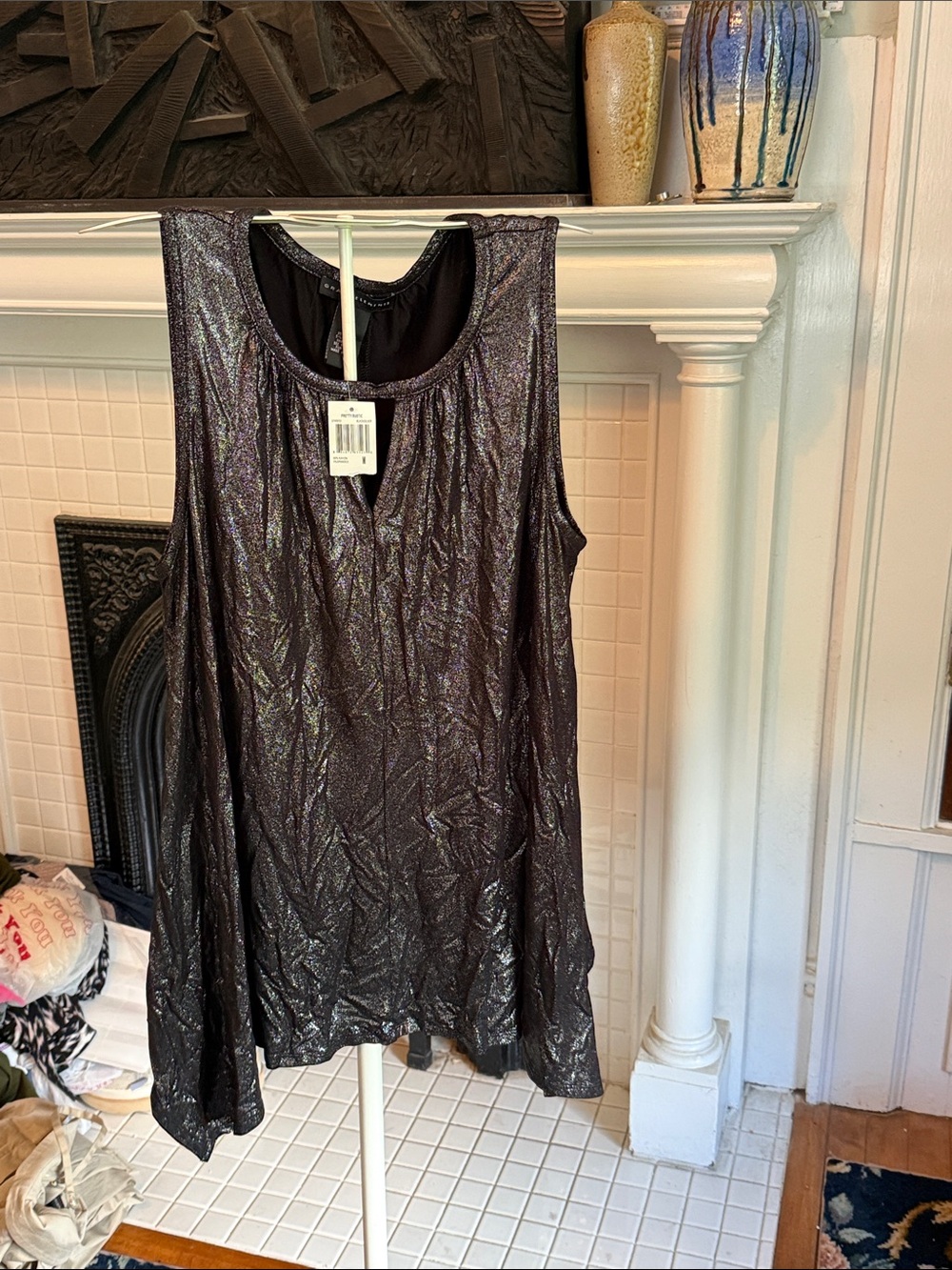 Grace Elements metallic wrinkle sleeveless top. NWT